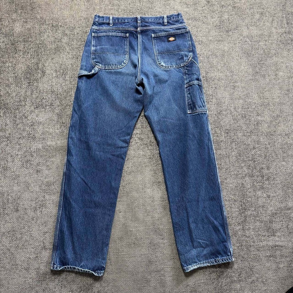 Dickies Carpenter Jeans Mens 34x35 Blue Denim Faded Workwear Relaxed Fit